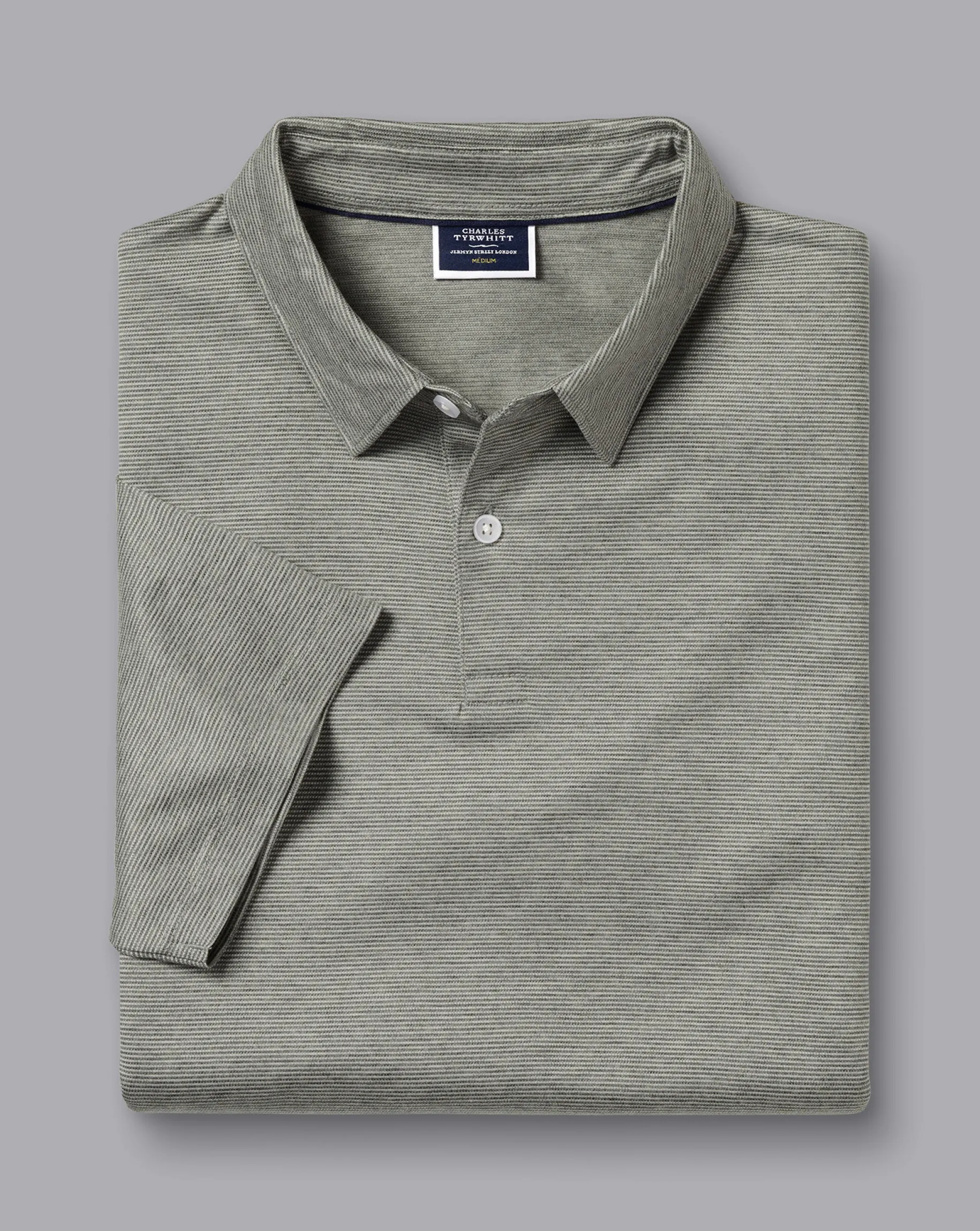 Shirt Sale|Polos<Charles Tyrwhitt Birdseye Stripe Jacquard Polo - Light Grey