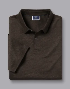Shirt Sale|Polos<Charles Tyrwhitt Birdseye Stripe Jacquard Polo - Brown Chocolate
