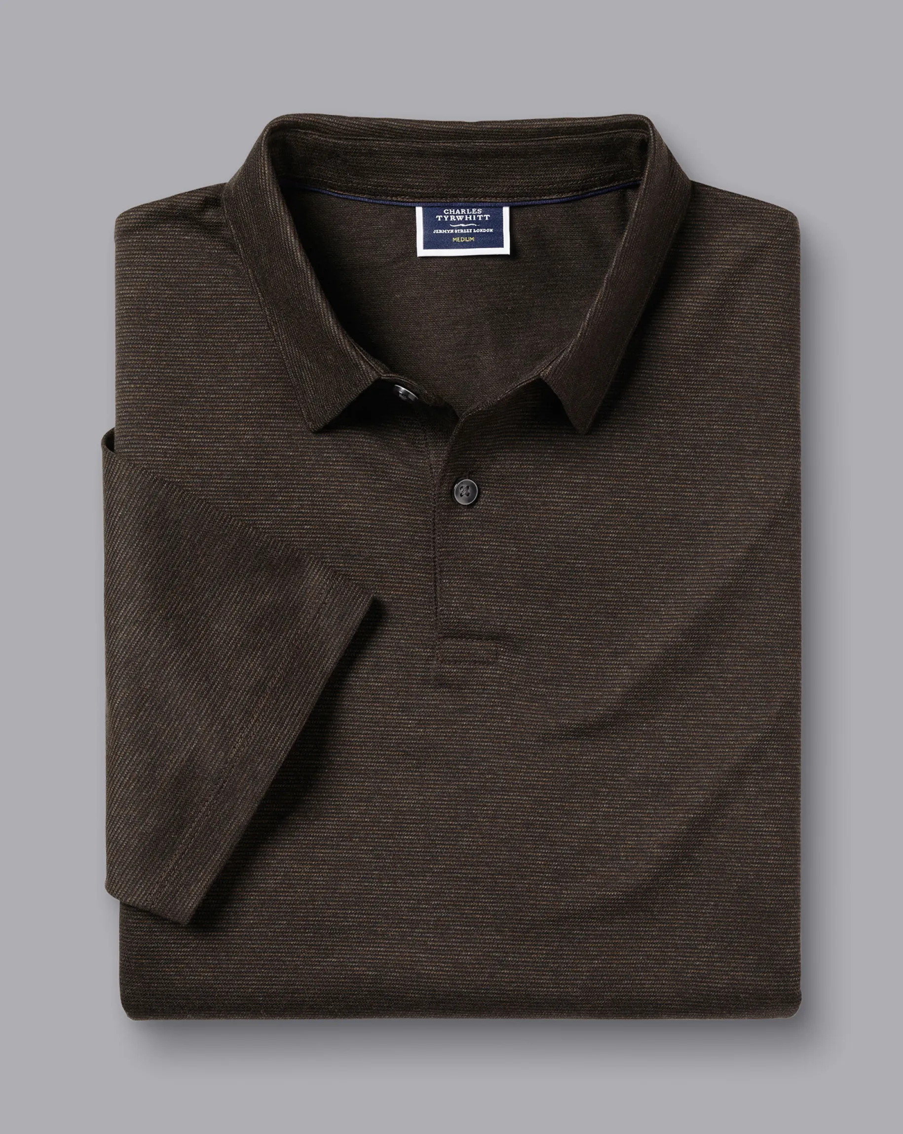 Shirt Sale|Polos<Charles Tyrwhitt Birdseye Stripe Jacquard Polo - Brown Chocolate