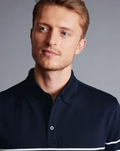 Shirt Sale|Polos<Charles Tyrwhitt Breton Stripe Tyrwhitt Pique Polo - Navy & White Navy and White