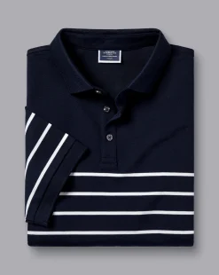 Shirt Sale|Polos<Charles Tyrwhitt Breton Stripe Tyrwhitt Pique Polo - Navy & White Navy and White