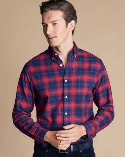 Shirt Sale|Casual Shirts<Charles Tyrwhitt Brushed Flannel Check Shirt - Red