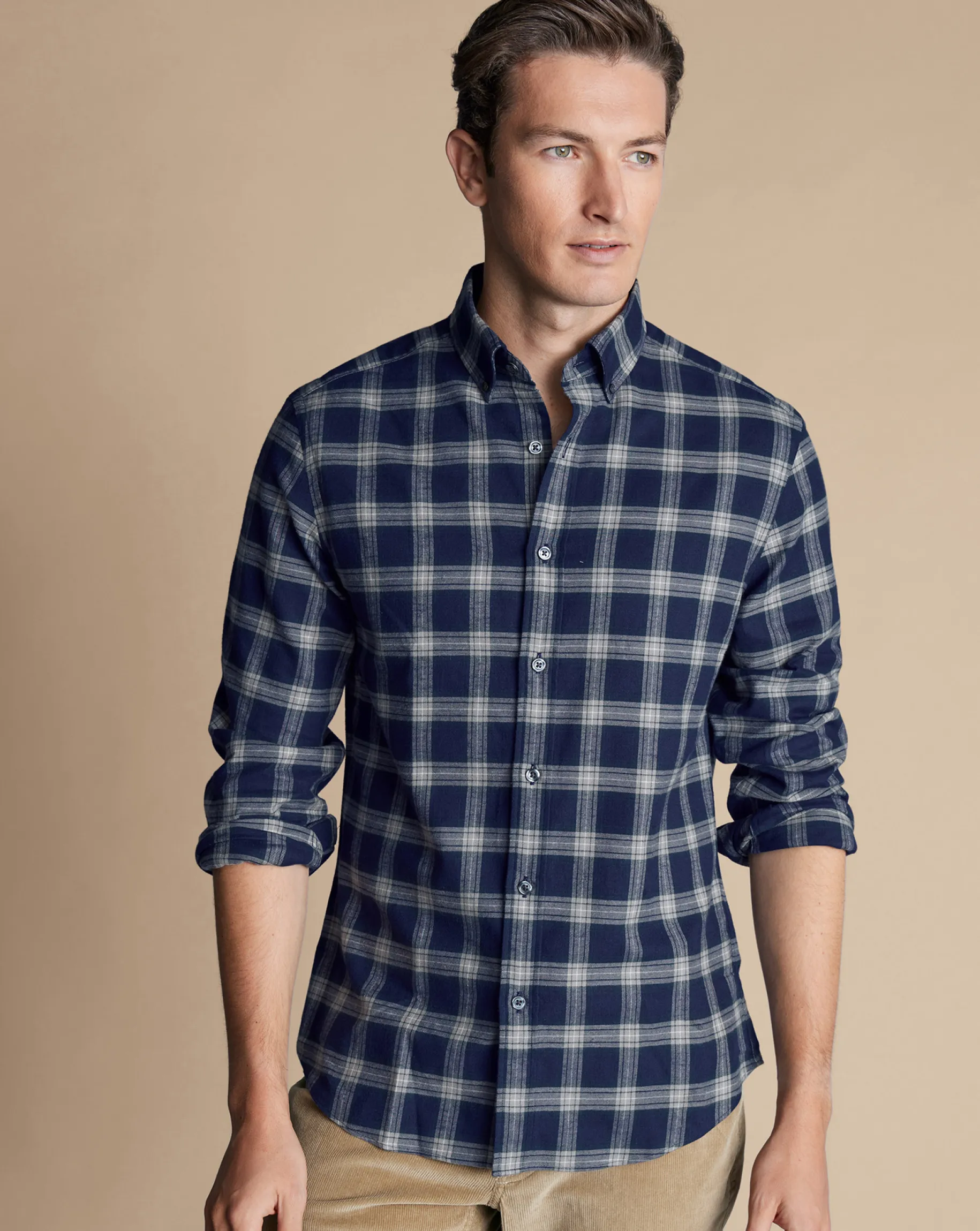 Shirt Sale|Casual Shirts<Charles Tyrwhitt Brushed Flannel Check Shirt - French Blue