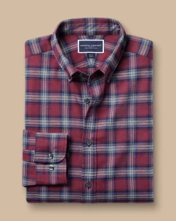Shirt Sale|Casual Shirts<Charles Tyrwhitt Brushed Flannel Check Shirt - Dark Red
