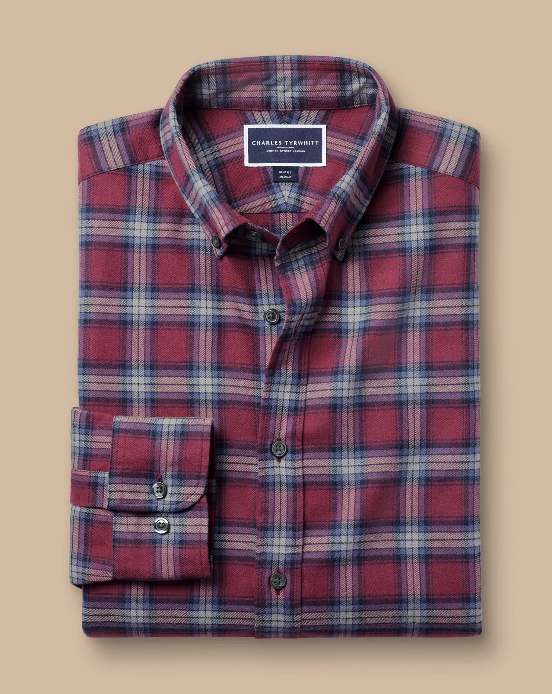 Shirt Sale|Casual Shirts<Charles Tyrwhitt Brushed Flannel Check Shirt - Dark Red