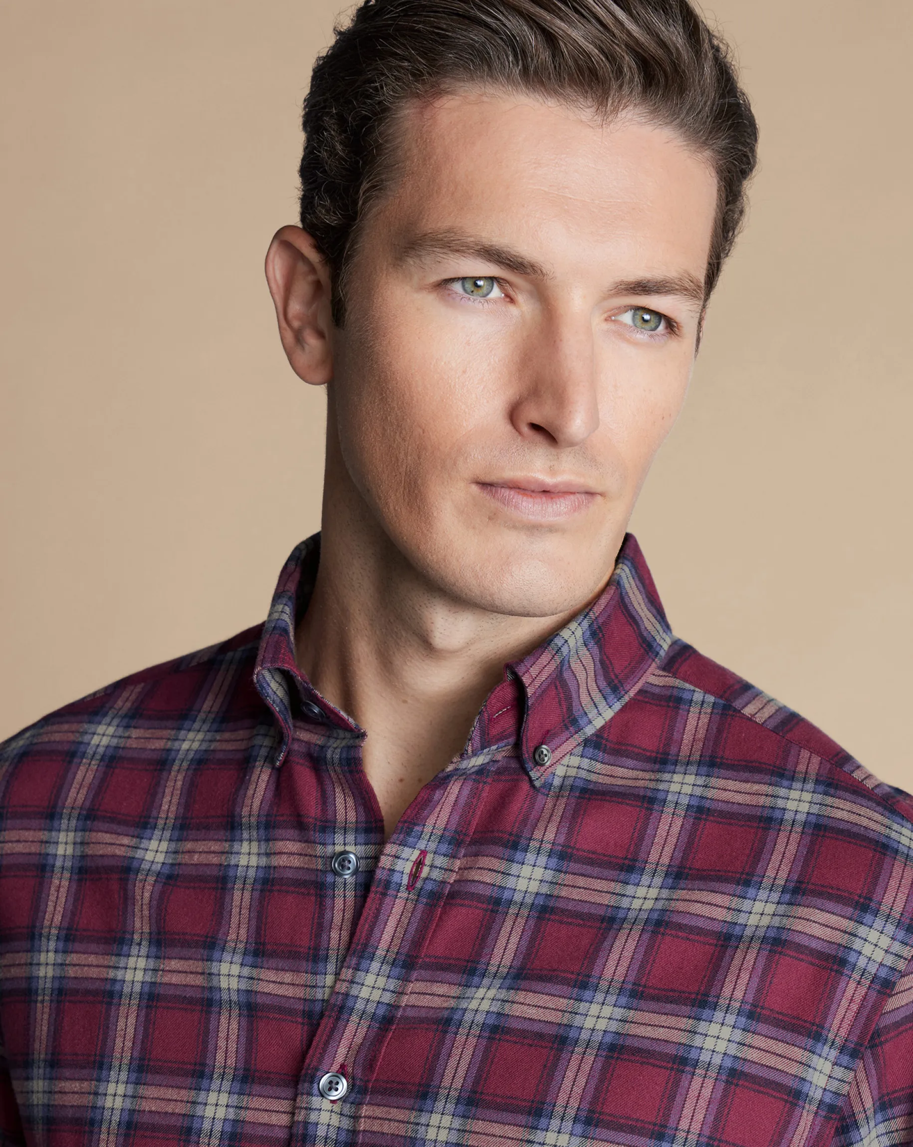 Shirt Sale|Casual Shirts<Charles Tyrwhitt Brushed Flannel Check Shirt - Dark Red