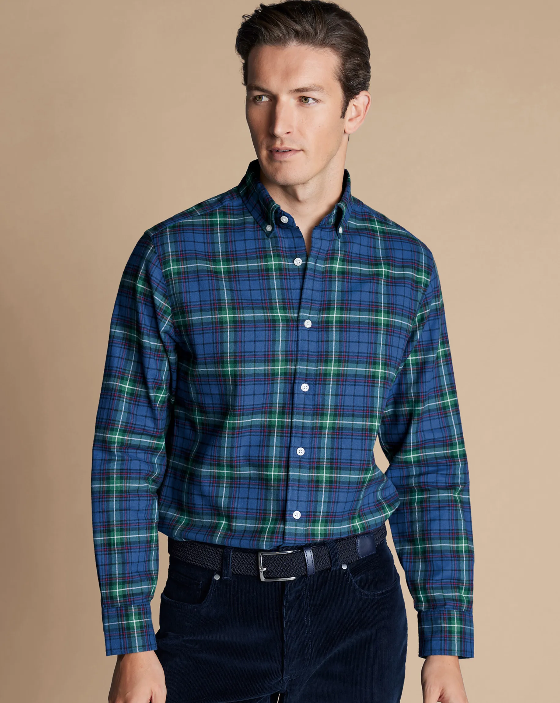Shirt Sale|Casual Shirts<Charles Tyrwhitt Brushed Flannel Multi Check Shirt - Green Green Multicoloured