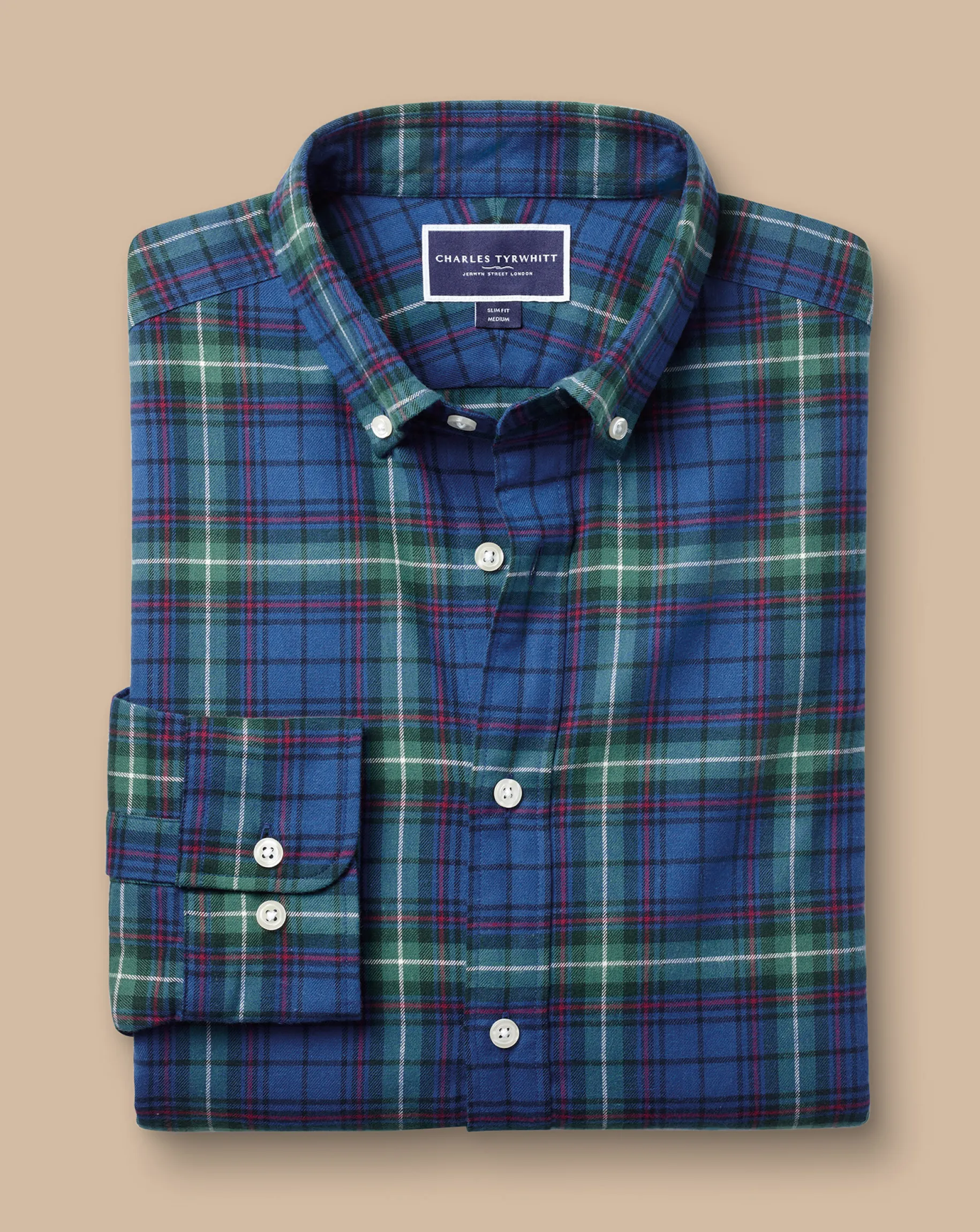Shirt Sale|Casual Shirts<Charles Tyrwhitt Brushed Flannel Multi Check Shirt - Green Green Multicoloured