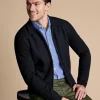 Blue Sweaters|Polo Neck Sweaters<Charles Tyrwhitt Brushed Wool & Milano Zip Through Jacket - Dark Navy