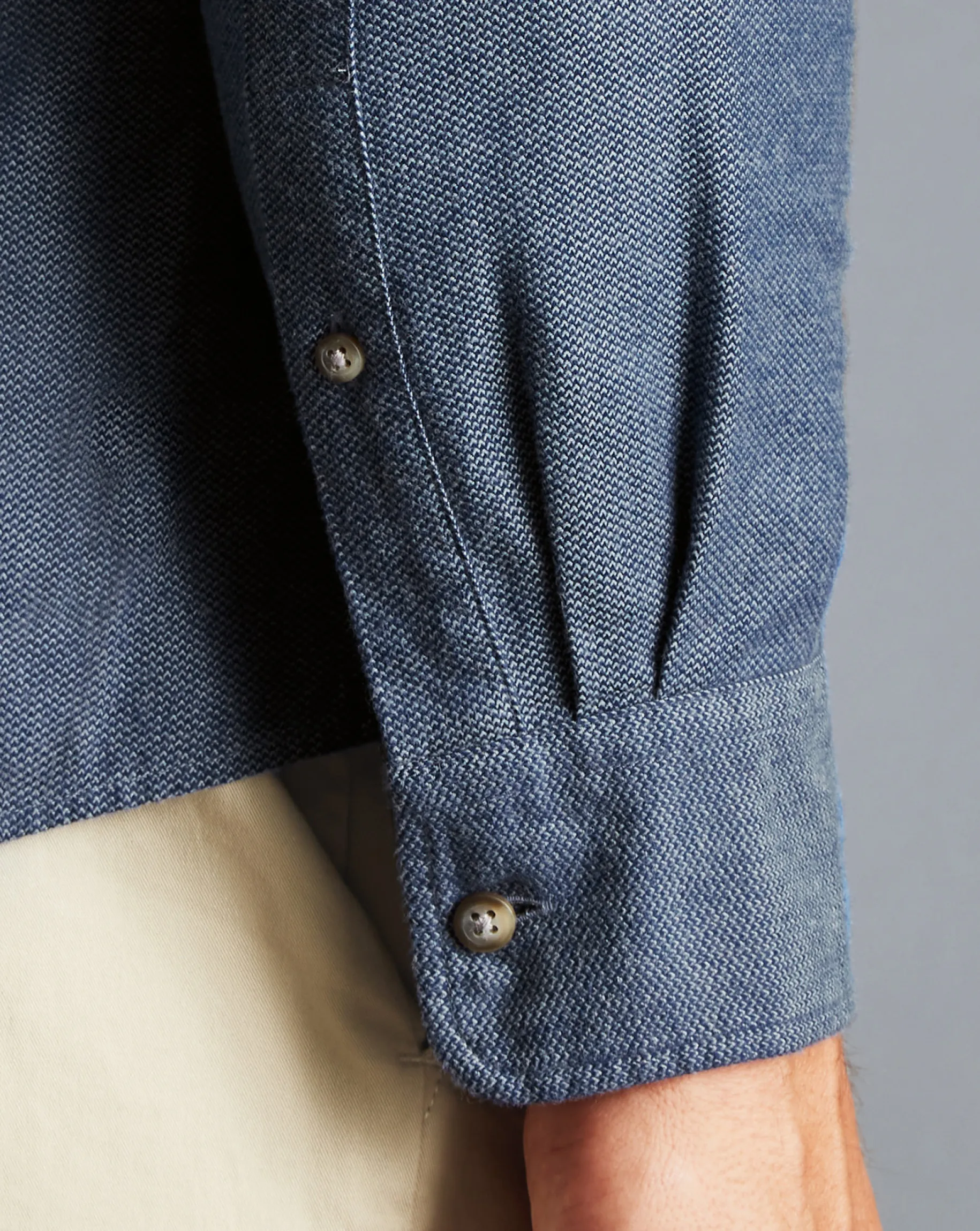 Shirt Sale|Casual Shirts<Charles Tyrwhitt Button-Down Collar Arrow Dobby Brushed Flannel Shirt - Steel Blue