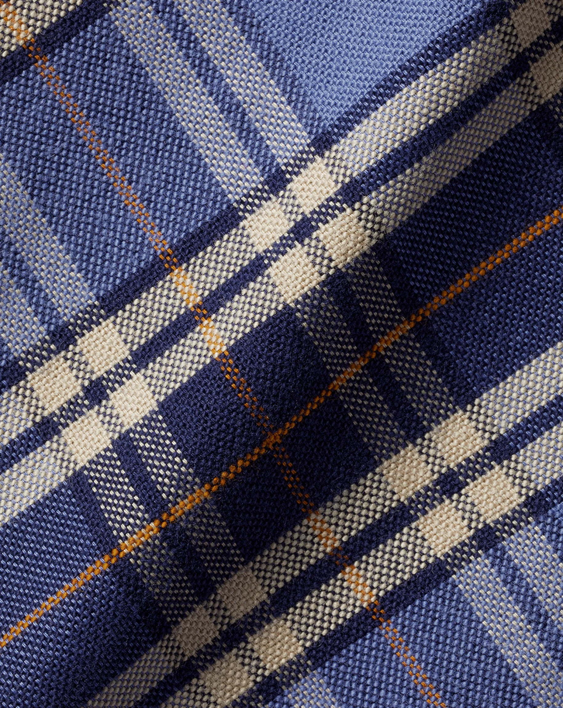 Casual Shirts|Check Shirts<Charles Tyrwhitt Button-Down Collar Brushed Washed Oxford Overcheck Shirt - Blue Indigo