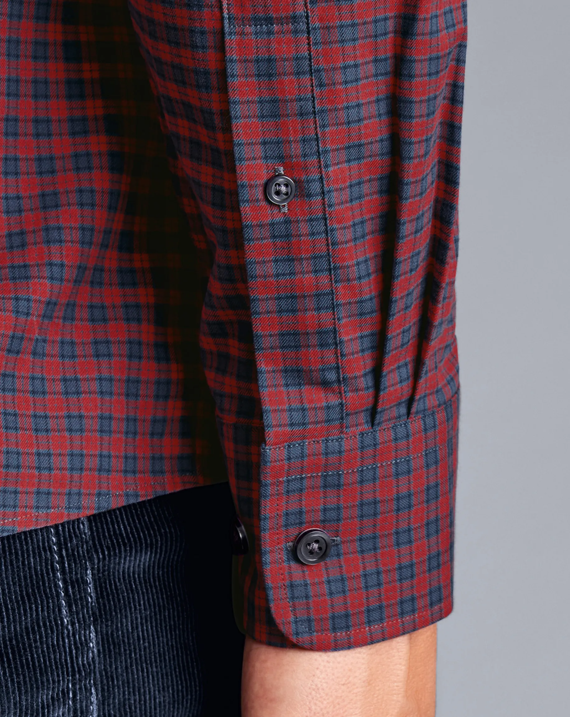 Casual Shirts|S<Charles Tyrwhitt Button-Down Collar Brushed Cotton Twill Check Shirt - Red