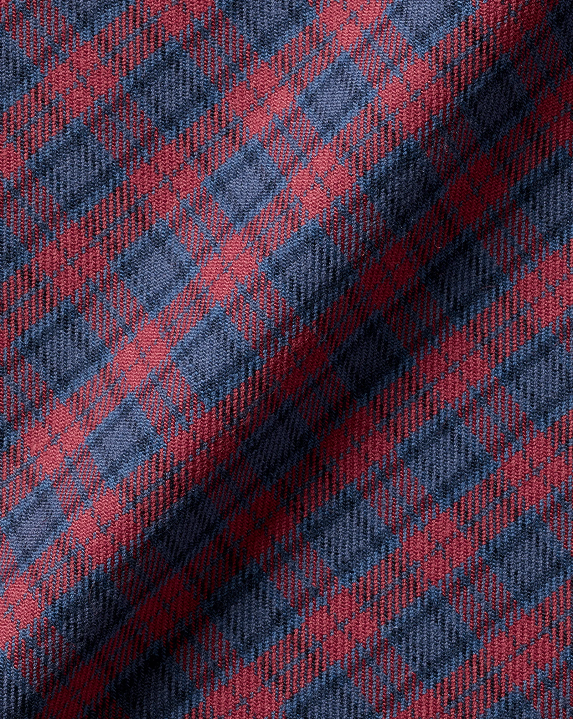 Casual Shirts|S<Charles Tyrwhitt Button-Down Collar Brushed Cotton Twill Check Shirt - Red