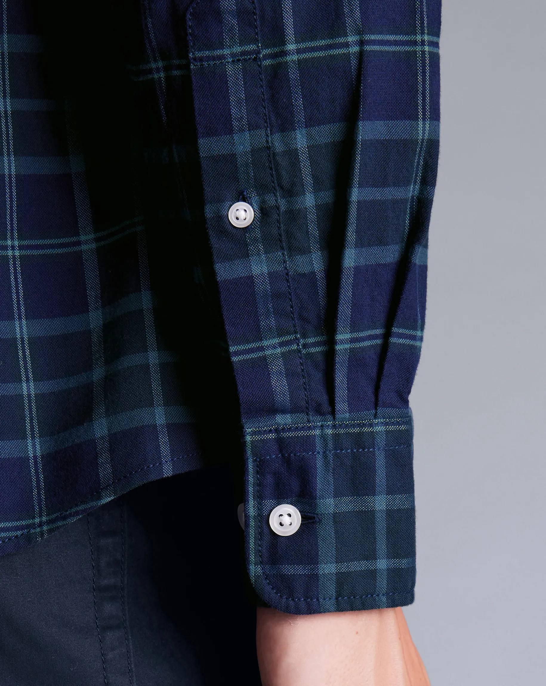 Casual Shirts|Check Shirts<Charles Tyrwhitt Button-Down Collar Brushed Washed Oxford Check Shirt - Heather Blue