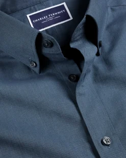 Casual Shirts|17"<Charles Tyrwhitt Button-Down Collar Brushed Cotton Twill Shirt - Petrol Blue