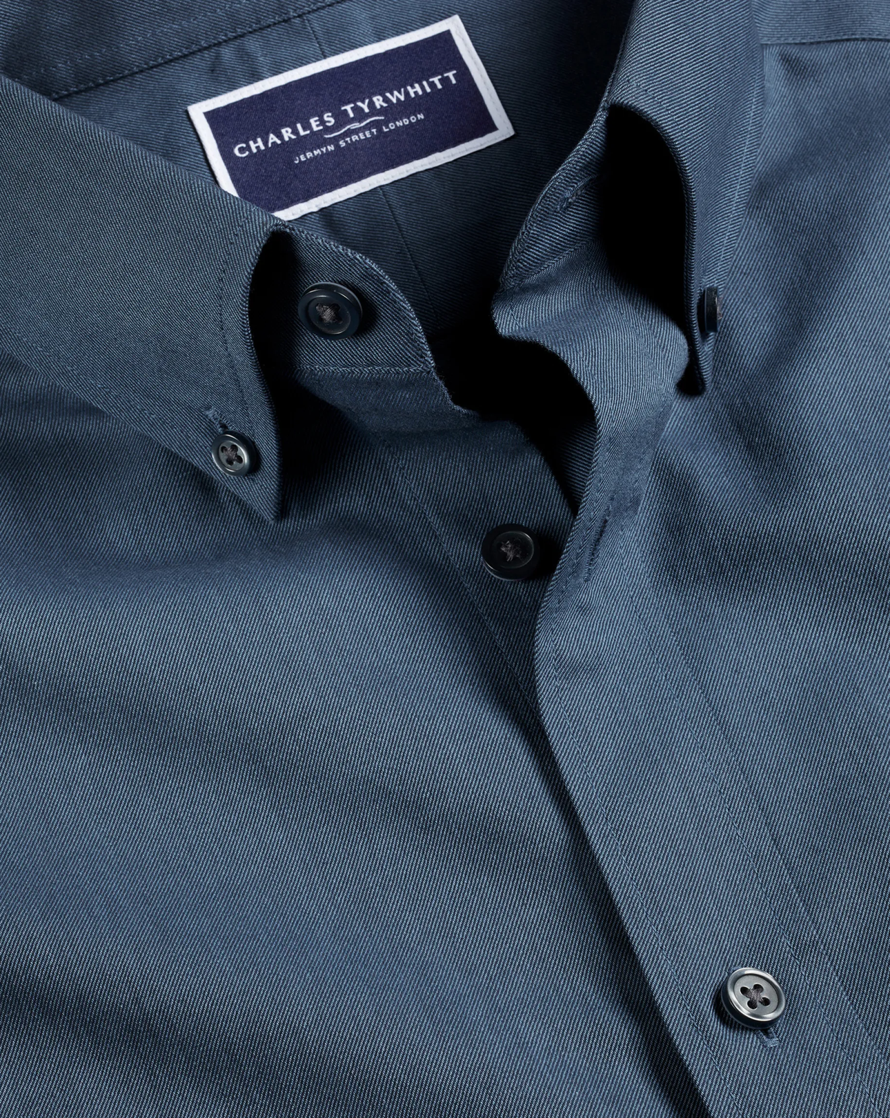 Casual Shirts|17"<Charles Tyrwhitt Button-Down Collar Brushed Cotton Twill Shirt - Petrol Blue