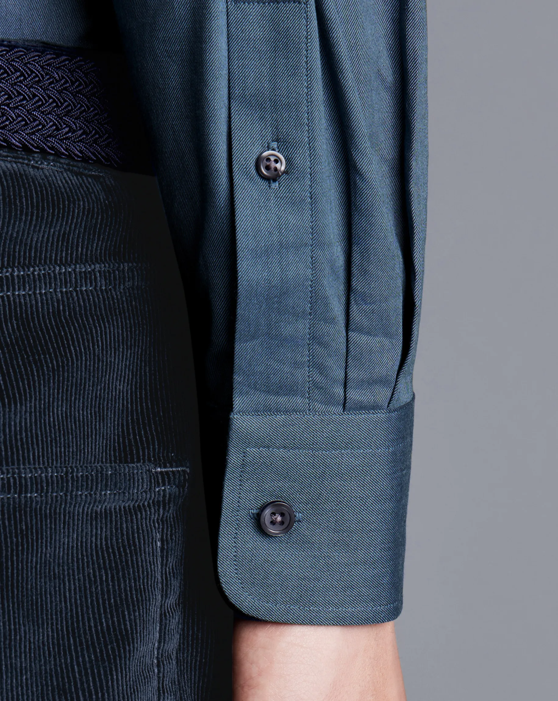 Casual Shirts|17"<Charles Tyrwhitt Button-Down Collar Brushed Cotton Twill Shirt - Petrol Blue