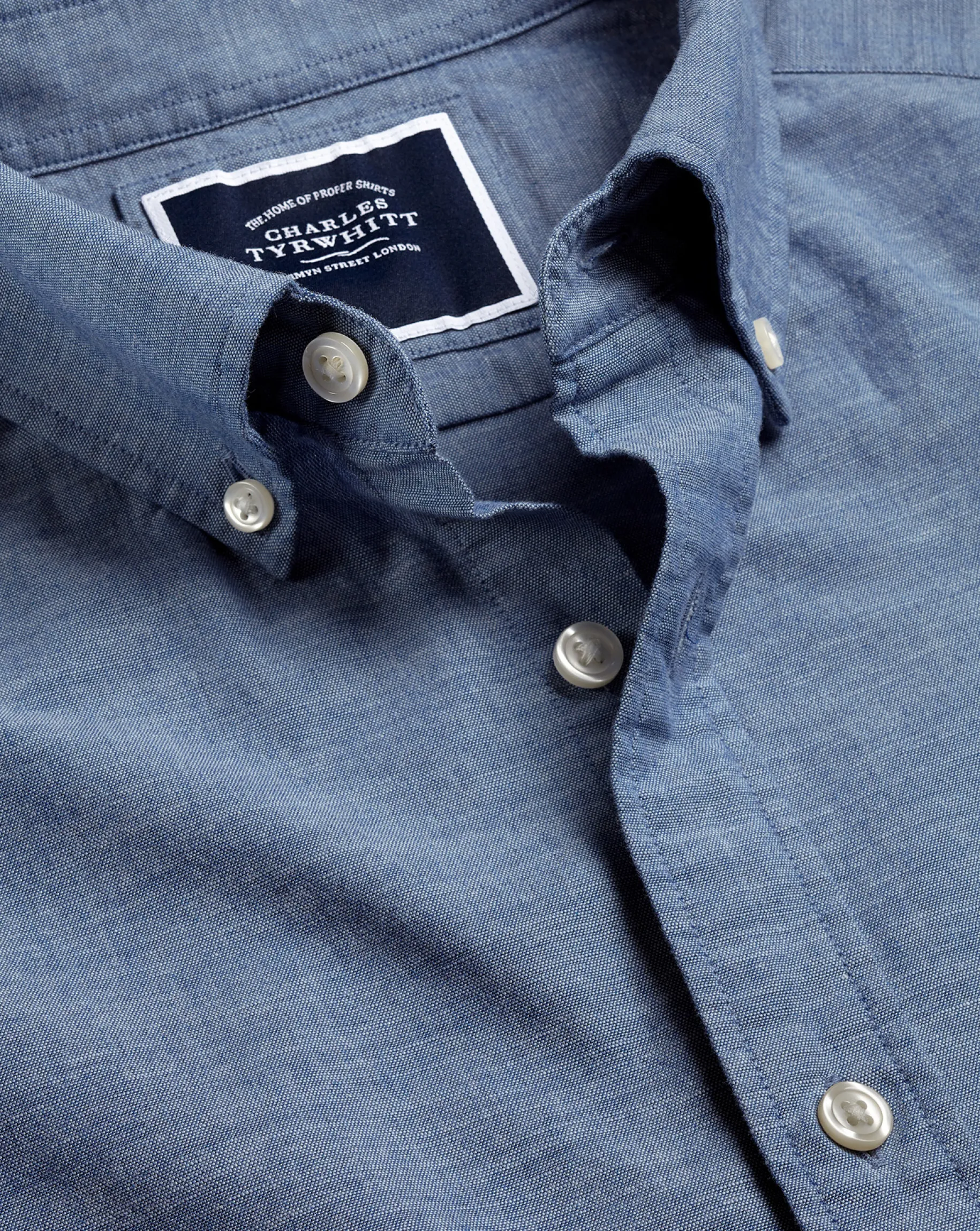 Casual Shirts|Blue Shirts<Charles Tyrwhitt Button-Down Collar Chambray Shirt - Indigo Blue