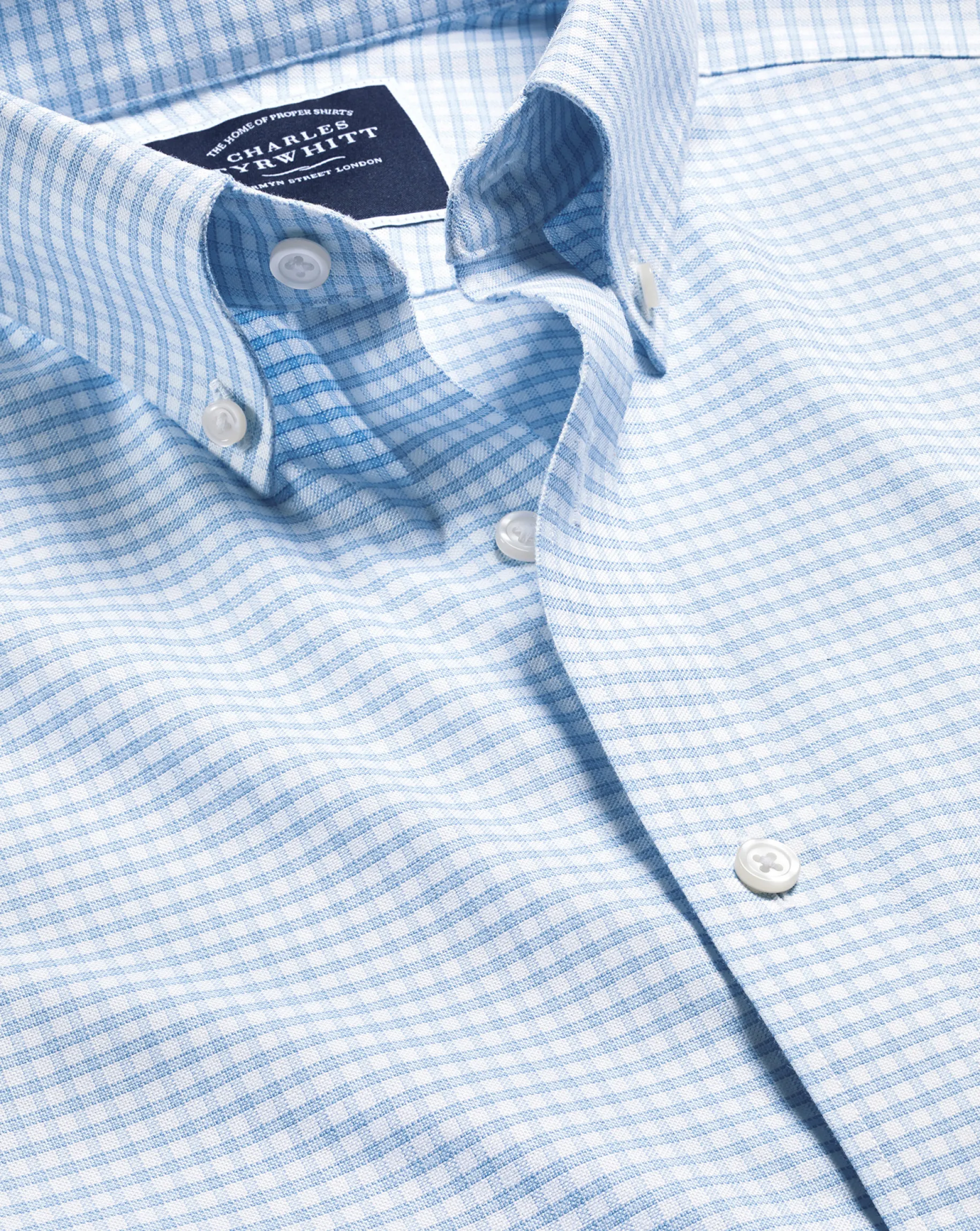 Shirt Sale|Dress Shirts<Charles Tyrwhitt Button-Down Collar Check Non-Iron Stretch Oxford Shirt - Cornflower Blue