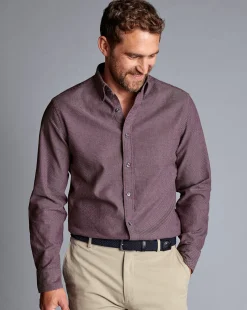 Casual Shirts|Flannel Shirts<Charles Tyrwhitt Button-Down Collar Dobby Flannel Shirt - Blackberry Purple
