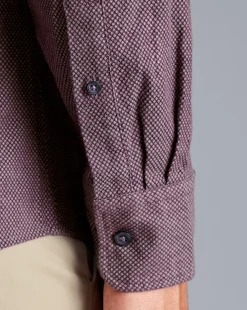 Casual Shirts|Flannel Shirts<Charles Tyrwhitt Button-Down Collar Dobby Flannel Shirt - Blackberry Purple