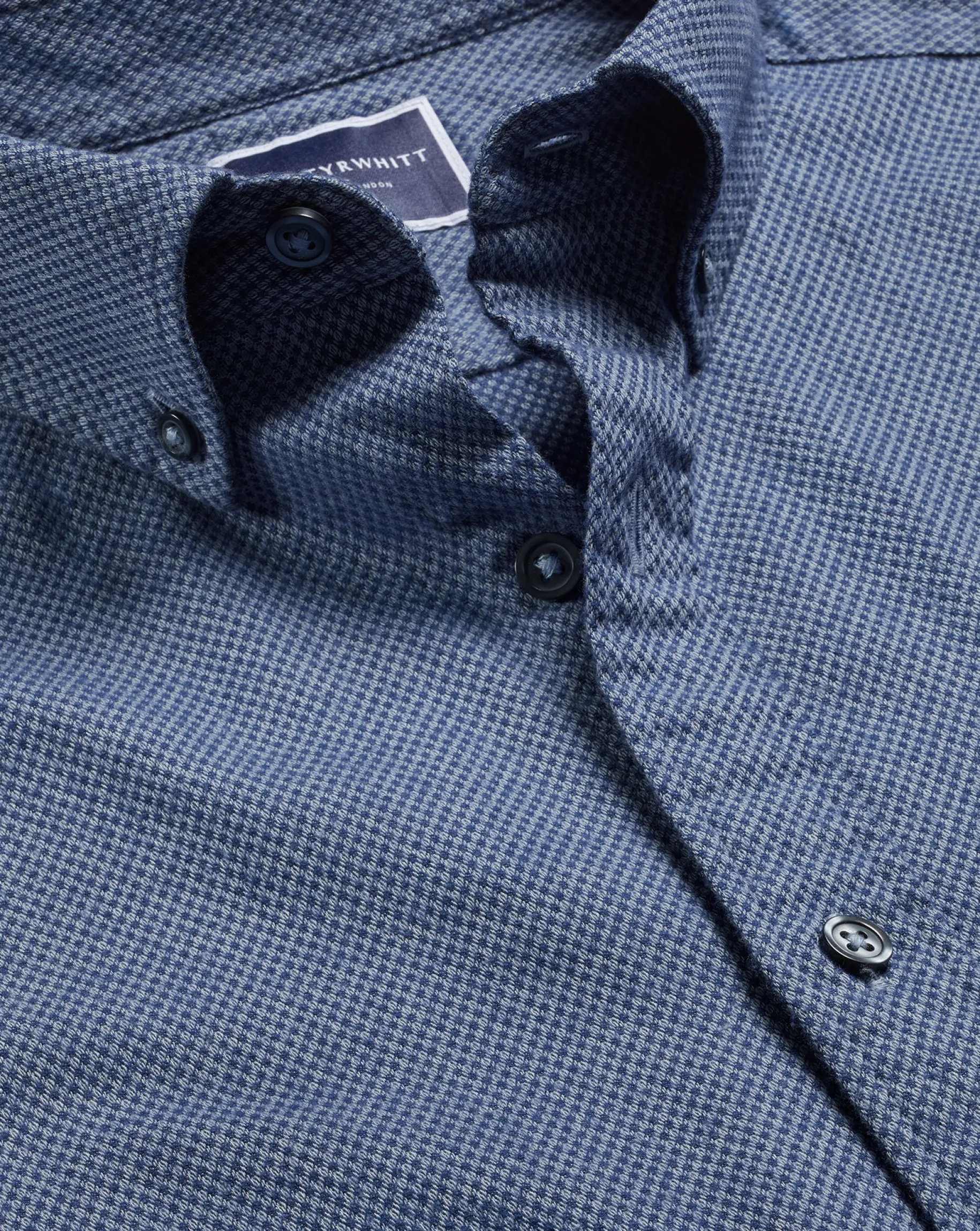 Casual Shirts|Blue Shirts<Charles Tyrwhitt Button-Down Collar Dobby Flannel Shirt - Blue Indigo