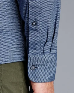Casual Shirts|Blue Shirts<Charles Tyrwhitt Button-Down Collar Dobby Flannel Shirt - Blue Indigo
