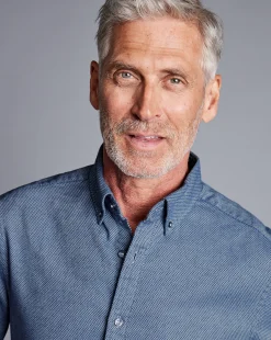 Casual Shirts|Blue Shirts<Charles Tyrwhitt Button-Down Collar Dobby Flannel Shirt - Blue Indigo