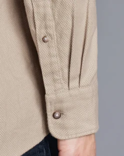 Casual Shirts|Flannel Shirts<Charles Tyrwhitt Button-Down Collar Dobby Flannel Shirt - Oatmeal