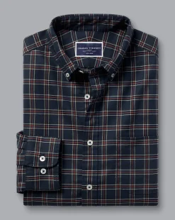 Shirt Sale|Casual Shirts<Charles Tyrwhitt Button-Down Collar Non-Iron Twill Triple Windowpane Shirt - Burnt Orange