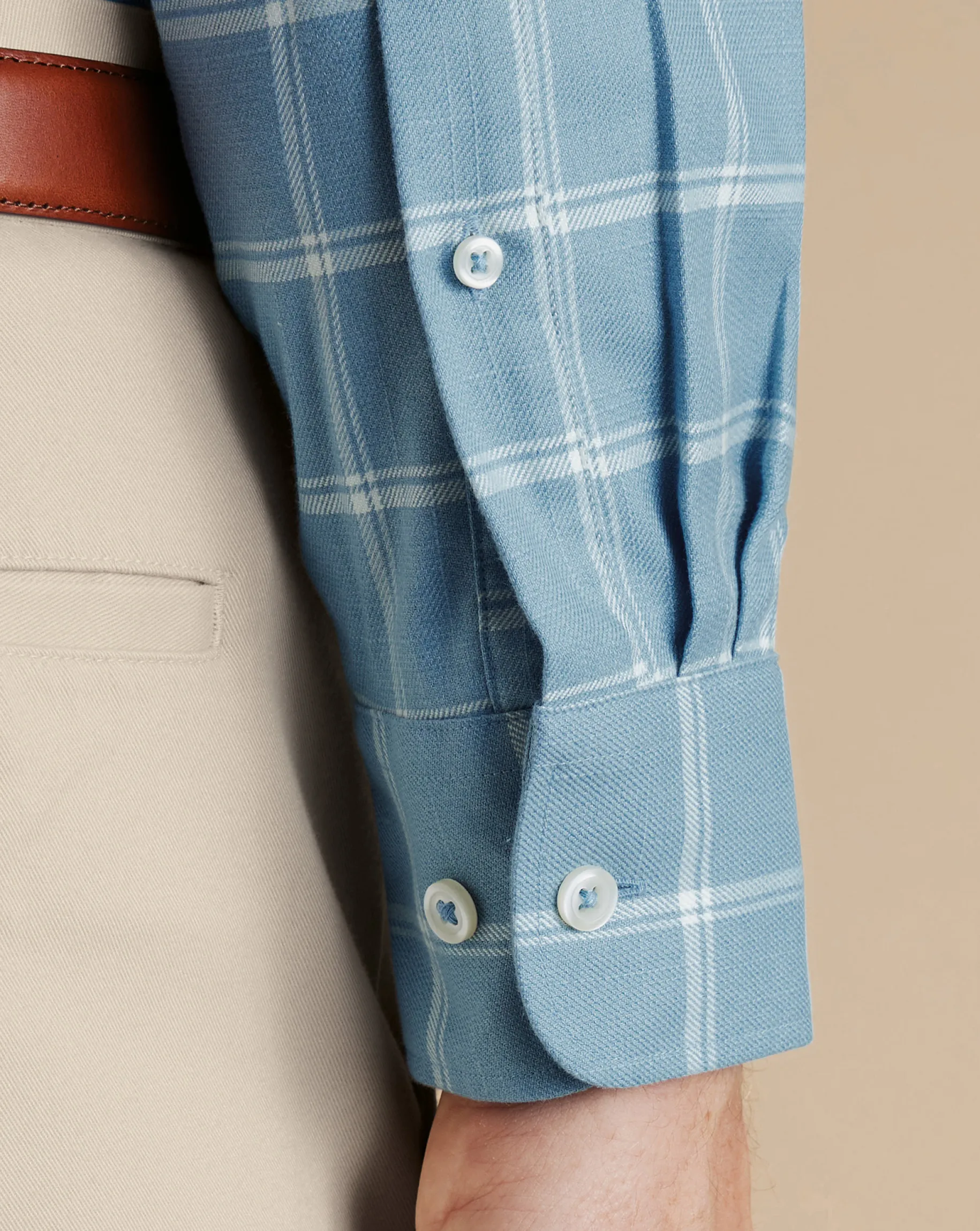 Casual Shirts|Check Shirts<Charles Tyrwhitt Button-Down Collar Non-Iron Twill Windowpane Check Shirt - Mid Blue