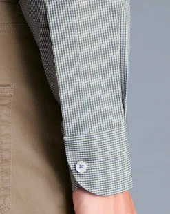 Shirt Sale|Dress Shirts<Charles Tyrwhitt Button-Down Collar Non-Iron Gingham Check Shirt - Green Olive