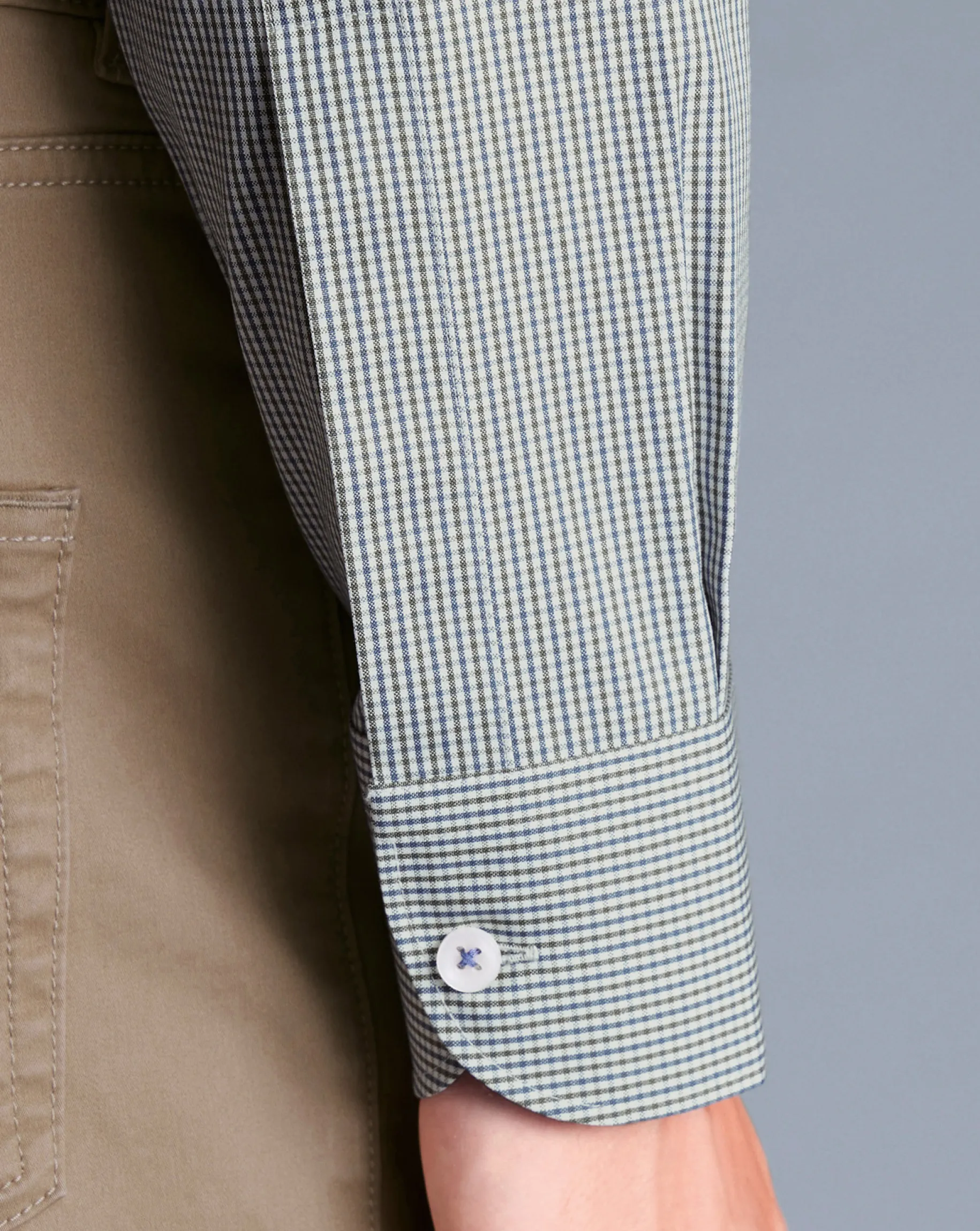Shirt Sale|Dress Shirts<Charles Tyrwhitt Button-Down Collar Non-Iron Gingham Check Shirt - Green Olive