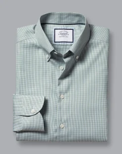 Shirt Sale|Dress Shirts<Charles Tyrwhitt Button-Down Collar Non-Iron Check Shirt - Pale Teal Green