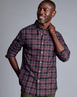 Shirt Sale|Casual Shirts<Charles Tyrwhitt Button-Down Collar Non-Iron Twill Windowpane Check Shirt - Blackberry Purple
