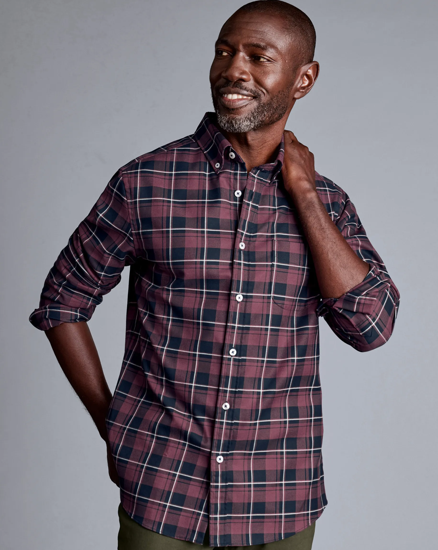 Shirt Sale|Casual Shirts<Charles Tyrwhitt Button-Down Collar Non-Iron Twill Windowpane Check Shirt - Blackberry Purple