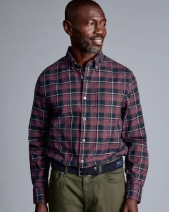 Shirt Sale|Casual Shirts<Charles Tyrwhitt Button-Down Collar Non-Iron Twill Windowpane Check Shirt - Blackberry Purple