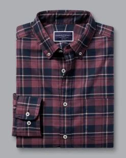 Shirt Sale|Casual Shirts<Charles Tyrwhitt Button-Down Collar Non-Iron Twill Windowpane Check Shirt - Blackberry Purple
