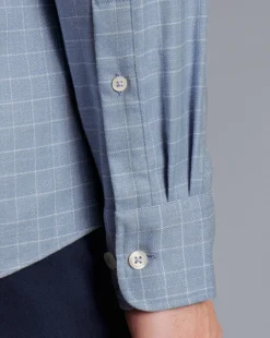 Shirt Sale|Casual Shirts<Charles Tyrwhitt Button-Down Collar Non-Iron Twill Windowpane Check Shirt - Steel Blue