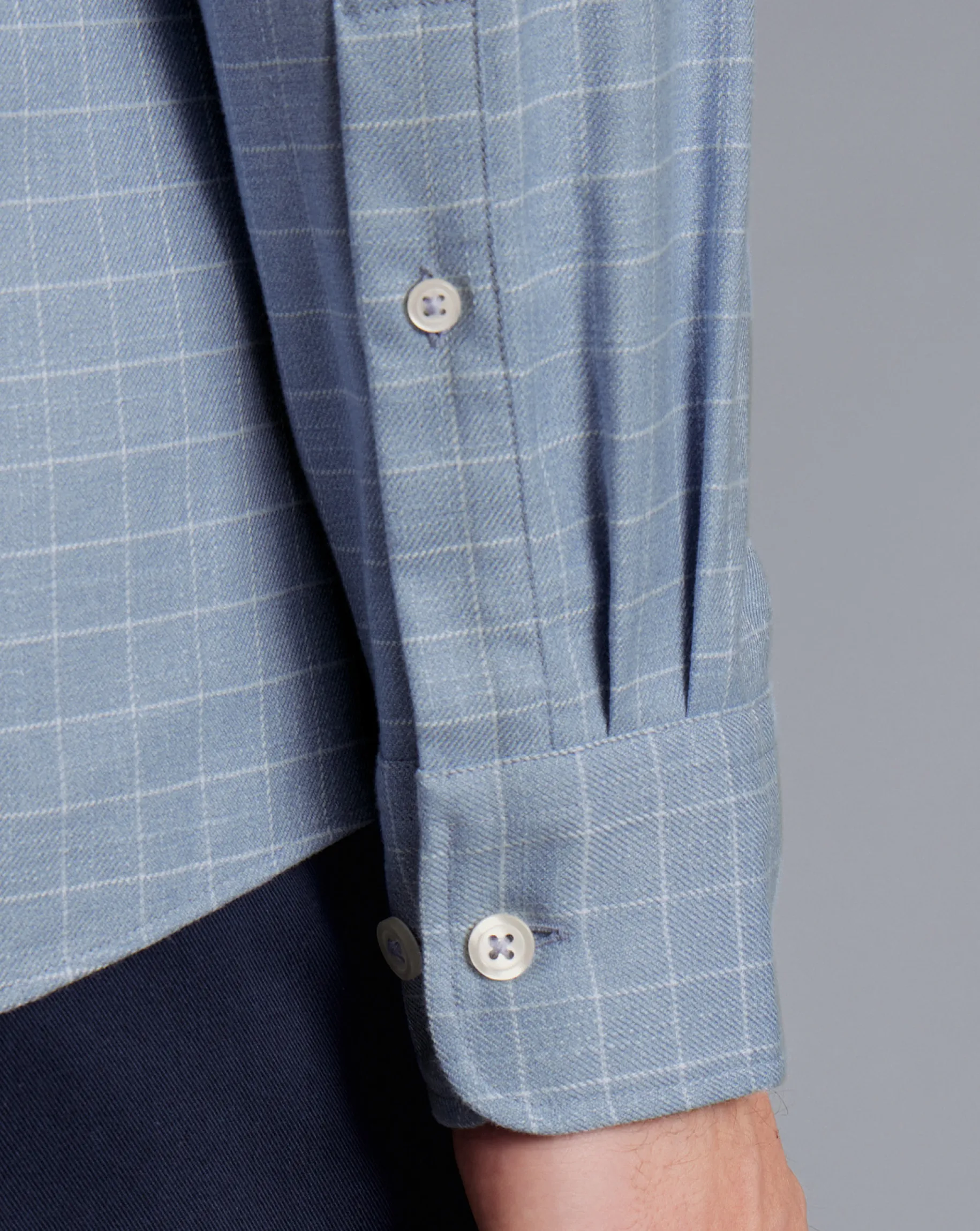 Shirt Sale|Casual Shirts<Charles Tyrwhitt Button-Down Collar Non-Iron Twill Windowpane Check Shirt - Steel Blue