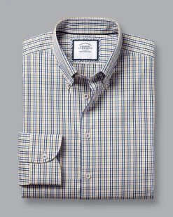 Shirt Sale|Dress Shirts<Charles Tyrwhitt Button-Down Collar Non-Iron Oxford Multi Check Shirt - Mustard Yellow