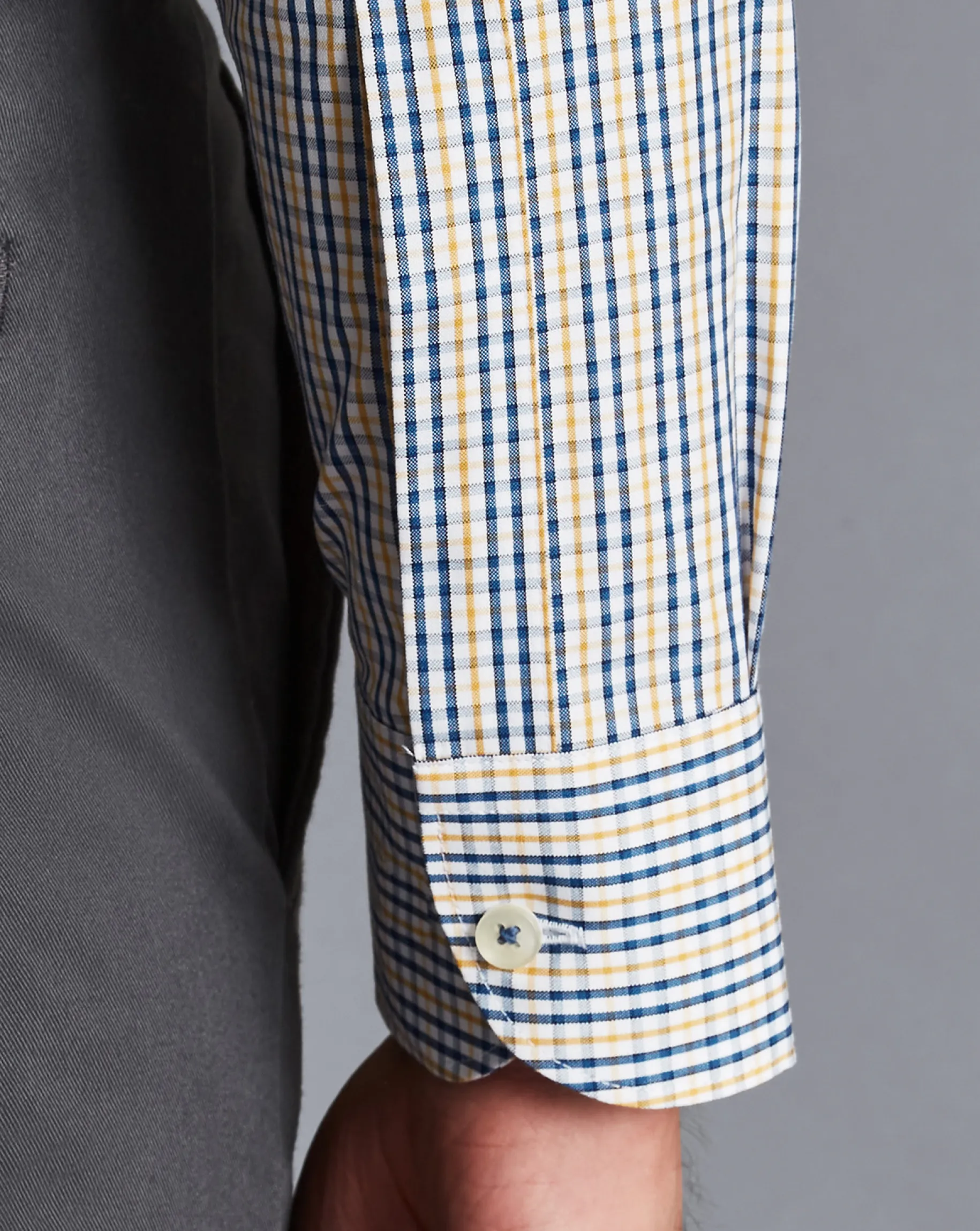 Shirt Sale|Dress Shirts<Charles Tyrwhitt Button-Down Collar Non-Iron Oxford Multi Check Shirt - Mustard Yellow