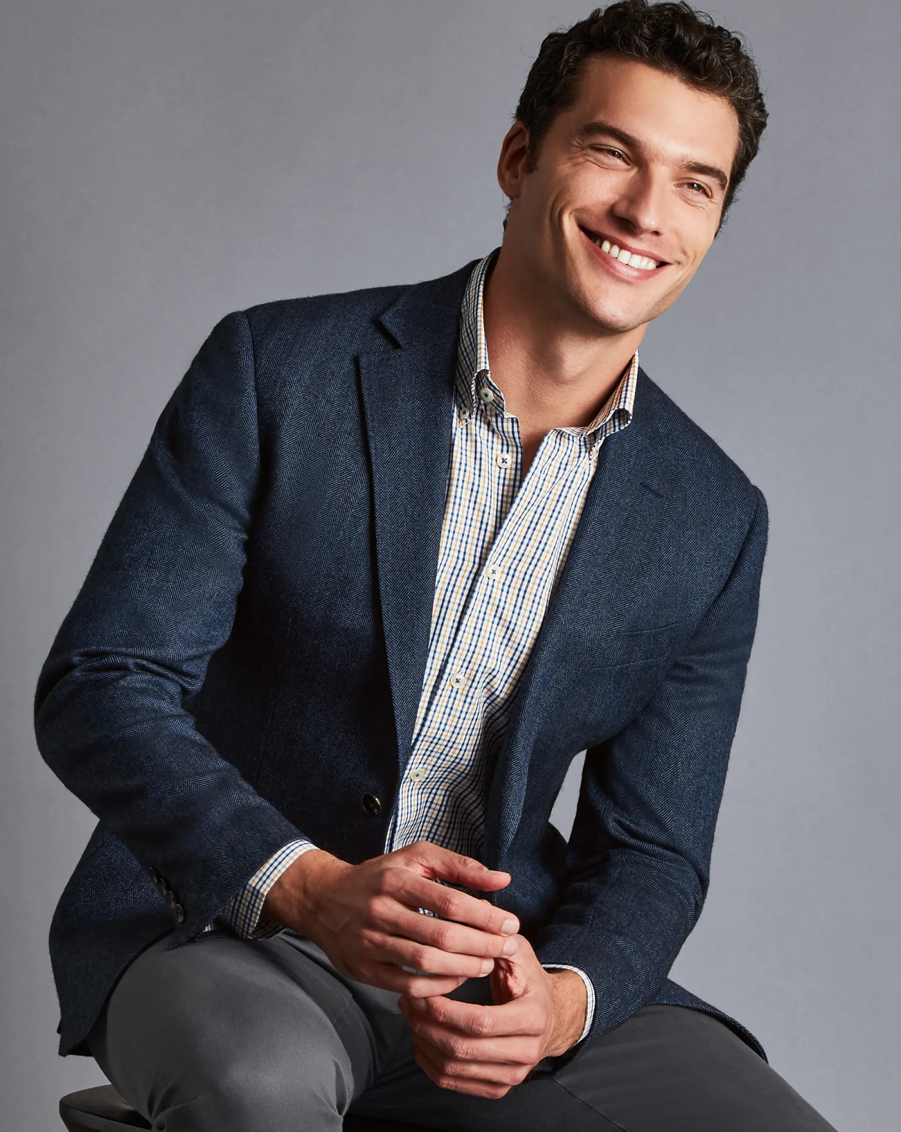 Shirt Sale|Dress Shirts<Charles Tyrwhitt Button-Down Collar Non-Iron Oxford Multi Check Shirt - Mustard Yellow