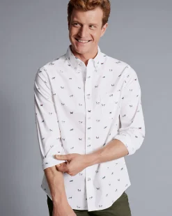 Casual Shirts|S<Charles Tyrwhitt Button-Down Collar Non-Iron Hound Print Shirt - Multi Multicoloured
