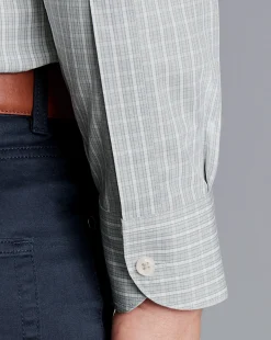 Shirt Sale|Dress Shirts<Charles Tyrwhitt Button-Down Collar Non-Iron Windowpane Check Shirt - Sliver Grey Silver