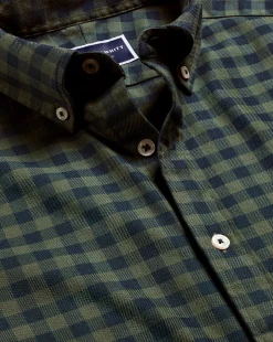Shirt Sale|Casual Shirts<Charles Tyrwhitt Button-Down Collar Non-Iron Twill Gingham Shirt - Green Olive
