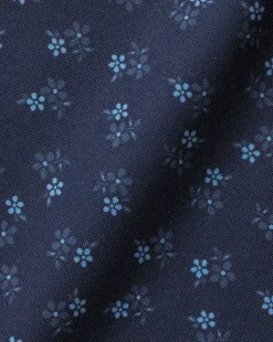 Short Sleeve Shirts|Casual Shirts<Charles Tyrwhitt Button-Down Collar Non-Iron Ditsy Floral Print Shirt - Navy