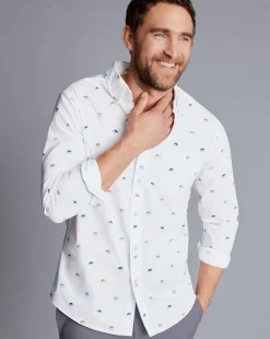 Casual Shirts|M<Charles Tyrwhitt Button-Down Collar Non-Iron Hedgehog Print Shirt - Multi Multicoloured