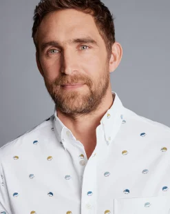 Casual Shirts|M<Charles Tyrwhitt Button-Down Collar Non-Iron Hedgehog Print Shirt - Multi Multicoloured