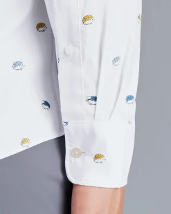 Casual Shirts|M<Charles Tyrwhitt Button-Down Collar Non-Iron Hedgehog Print Shirt - Multi Multicoloured